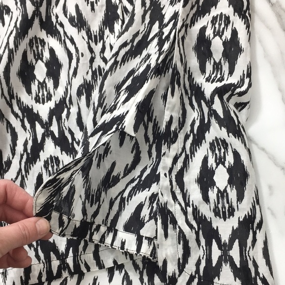 Athleta Ikat Black/White Kaftan Tunic Top Button Front Cover Up Women's XXS - Picture 11 of 11